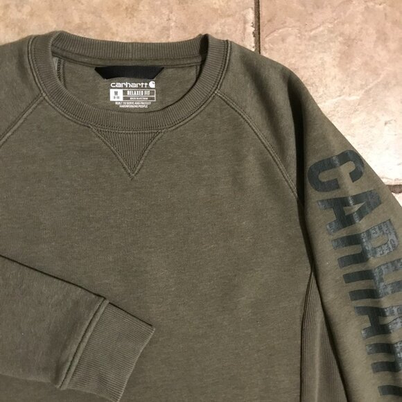 Women's Carhartt Relaxed Midweight Crewneck Sleeve Logo Sweatshirt-Size M(104410 - Picture 12 of 12